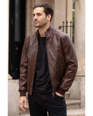 Ashwood Leather 'Firenze' Exquisite Real Bomber Jacket - Brown