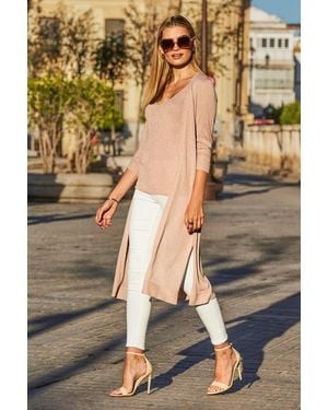 Sosandar Rose Metallic Super Sparkly Longline Cardigan - Pink