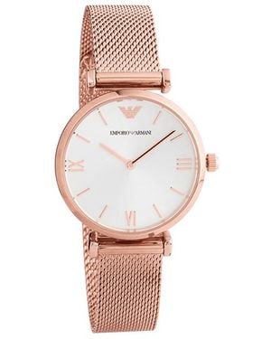 Emporio Armani Ar1956 Plated Dial Mesh Bracelet - Black