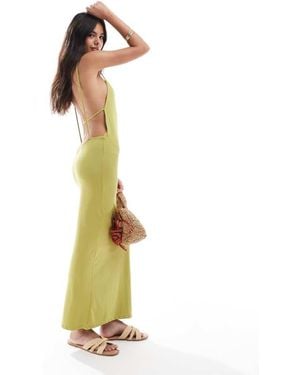 ASOS High Square Neck Midi Dress With Strappy Back - White