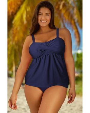 Everyday the Label Full Size Adjustable Strap Tankini Set - Blue