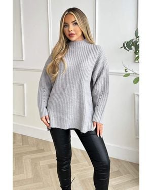 AX Paris Mock Neck Oversized Knit Jumper - White