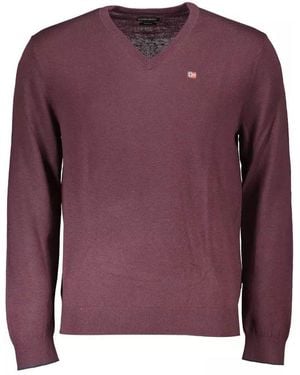 Napapijri Timeless Wool V-Neck Jumper - Purple