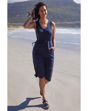 Mountain Warehouse 'Bahamas' Sleeveless Dress Lightweight Quick Dry Outfit With Pockets Cotton - Blue