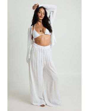 Boohoo Essentials Oversized Linen Look Trousers - White