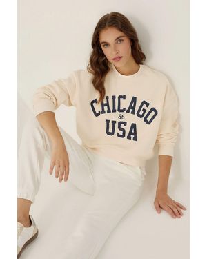 Hiccup Relaxed Fit Printed Sweatshirt - Natural