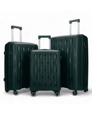 Infinity Leather Hard Shell Strong Suitcase 8 Wheel Cabin Tsa Luggage Case Holiday Travel Hardshell - Green