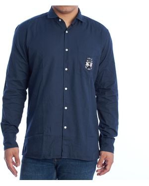 La Martina Long Sleeve Oxford Shirt Ymc008-Ox077 - Blue
