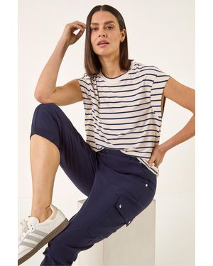 Roman Cropped Cargo Stretch Trouser - Blue