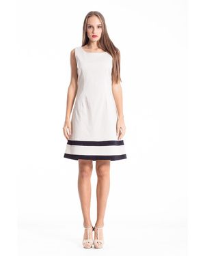 Conquista Mouwloze Jurk Met Streepdetail - Wit