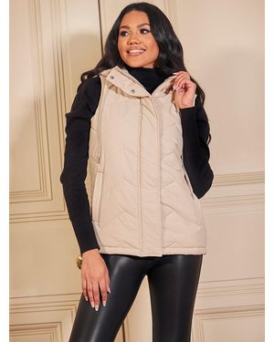Chi Chi London Quilted Puffer Gilet - Natural