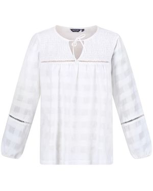 Regatta Calluna Keyhole Neck Long Sleeve Peasant Blouse - White