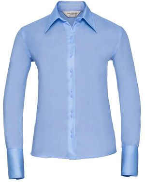 Russell Collection /Ladies Ultimate Non-Iron Long-Sleeved Shirt (Bright Sky) - Blue