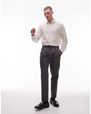 TOPMAN Smart Cotton Tapered Trousers - White