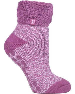 Heat Holders Thermal Slipper Bed Socks With Non Slip Grips - Purple