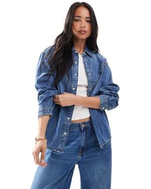 ONLY Western Detail Denim Shirt - Blue