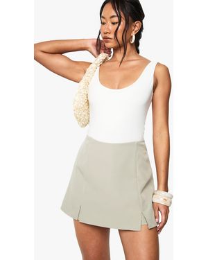Boohoo Woven Split Front Skort - White