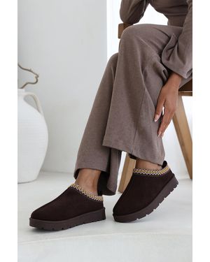 Where's That From Wheres 'Ivana' Cosy Faux-Suede Fur Lining Low Ankle Boot - Grey