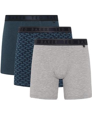 Ted Baker 3 Pack Soft Breathable Cotton Boxer Brief Underwear - Blue