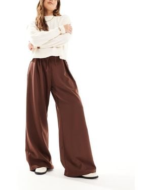 ASOS Ultra High Waist Tie Detail Wide Leg Trouser - Brown