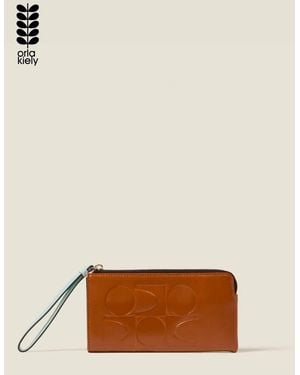 Orla Kiely Hold On Leather Wristlet - Brown
