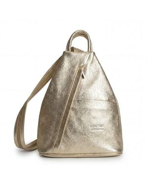 Woodland Leathers Italian Leather Convertible Backpack Vera Pelle Anti-Theft Rucksack - Natural