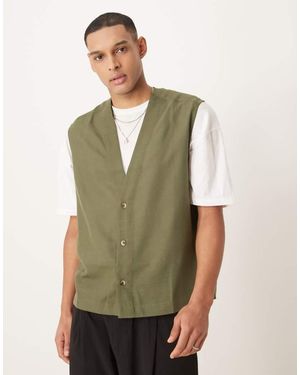 ASOS Sleeveless Deep V Neck Regular Shirt - Green