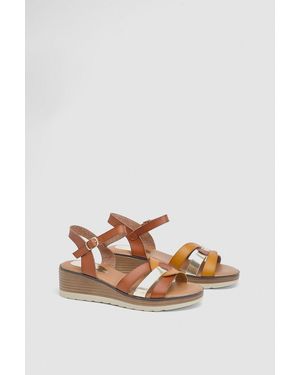 Good for the Sole Angela Flexisole Faux Leather Platform Wedge Sandals - Natural