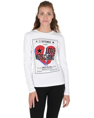 Love Moschino Long Sleeve Concert Graphic Tee - White