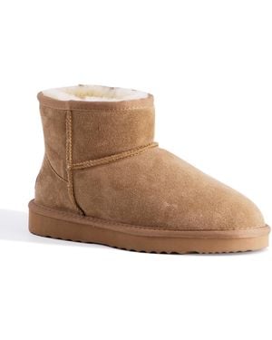 Aus Wooli "Bondi" Australia Short Sheepskin Ankle Boot, Tan - Brown