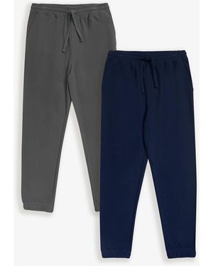 Threadbare 2-Pack Waffle Textured Cotton Lounge Trousers - Blue