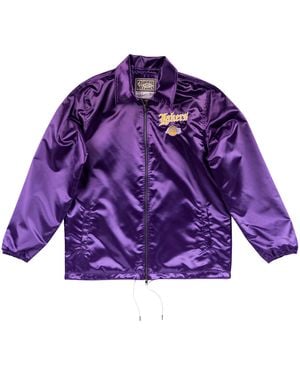 Mitchell & Ness Los Angeles Lakers Nba Old English Faded Satin Jacket - Purple