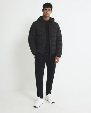 River Island Puffer Jacket Regular Fit Hooded - Black