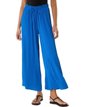 Roman Pleated Wide Leg Culottes - Blue