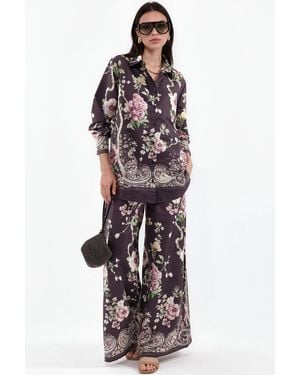 Msn-Collection Floral Shirt And Wide-Leg Trousers Set - Multicolour