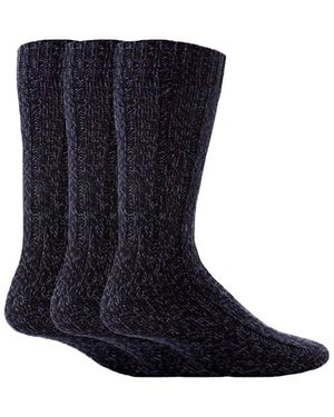 Workforce Set Van 3 Wollen Gebreide Werksokken Voor - Blauw