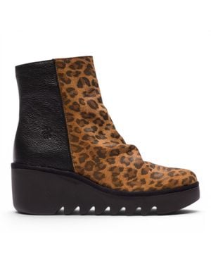 Fly London Suede Leather Wedge Heel Platform Ankle Boots - Brown