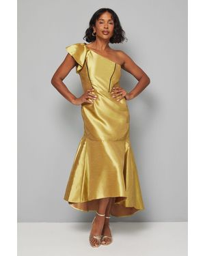 Wallis One Shoulder Ruffle Tiered Dress - Metallic