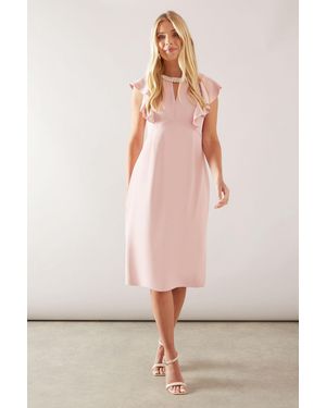 Wallis Petite Bead Detail Tailored Pencil Dress - Pink