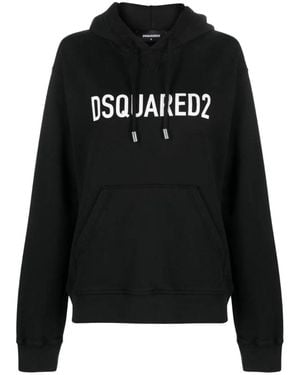 DSquared² Cool Fit Brand Logo Hoodie Cotton - Black