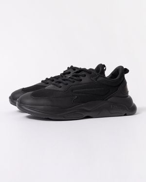 BOSS Leon Logo-Counter Trainers With Canvas-Effect Fabric - Black