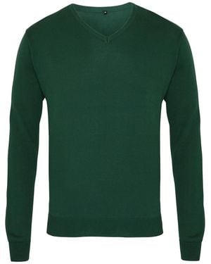 PREMIER Gebreide V Hals Sweater Top (Fles) - Groen