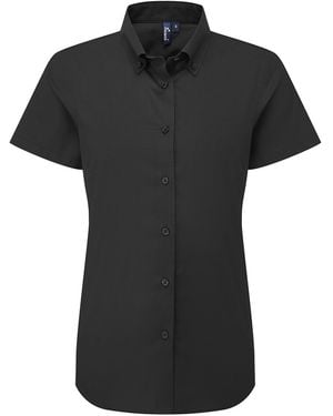 PREMIER Ladies Supreme Oxford Short-Sleeved Formal Shirt - Black