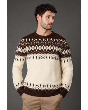 MAINE Off Chunky Fairisle Pattern Knitted Christmas Jumper - White