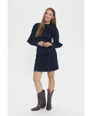 Saint Tropez Denim Jurk Noesz Denim Jurk Fitted - Blauw