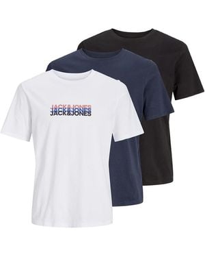 Jack & Jones Big Size Crew Neck T-Shirt 3 Pack - Blue