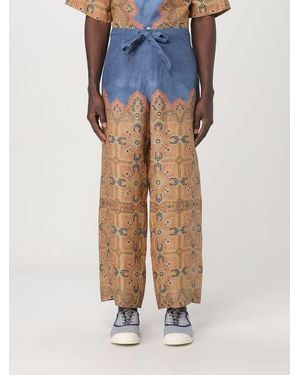 Valentino Printed Linen Trousers - Blue