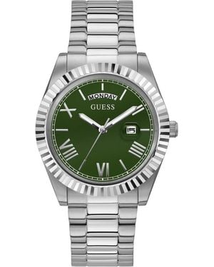 Guess Connoisseur Gw0265G10 Stainless Steel Watch — 42 Mm Dial, Day‑Date, 50M - Green