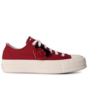Converse Taylor All Star Platform Canvasas Low Top Shoes - Red