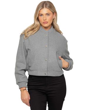 Enzo Ribbed Wool Bomber Jacket - Grey